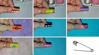 8 Easy Nail art Design ideas 🌸💅 using Safety pin 🧷 