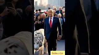 Trump is walking around with a white tiger wearing awhite coat and all the public iswatching #trump
