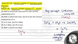 Assertion (A): Calcium carbide on hydrolysis gives ethylene. Reason (R): Calcium carbide contain...