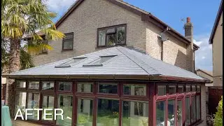 Conservatory Roof Replacement - Highly insulated timber frame with lightweight Tapco slates.