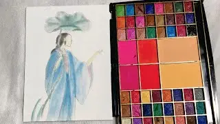 Traditional Girl Drawing with Makeup Palette | Unique Art Using Eyeshadow Colors