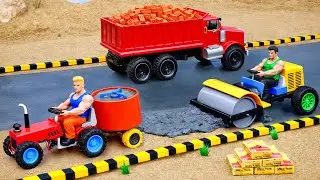 Road Destroyed by Thieves | Mini Construction Equipment Builds It Again &ndash; Science Project