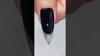 🖤 BLACK SILVER GLITTER FRENCH MANICURE #shorts #blacknails #nailtutorial #gelnails #glitternails