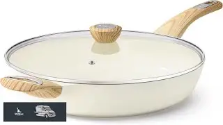 SENSARTE Ceramic Nonstick Frying Pan Skillet with Lid 12 Inch Large Deep