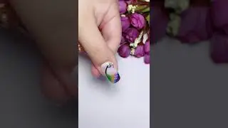 [Easy Nail Art Tutorial] Easy Practice How to Draw Cute Looking Peacock  Nail Art #shorts