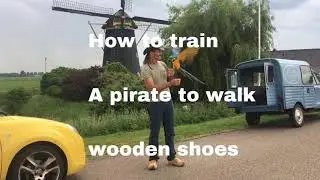 Chris Biro on wooden shoes