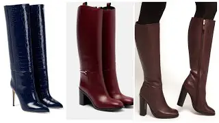 Designer beautiful leather long boots designing ideas #leatherdesign 