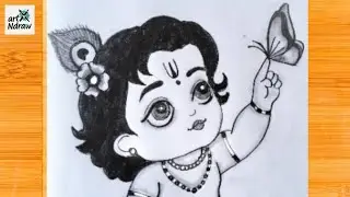 Baby Krishna Janmashtami Drawing | Easy & Cute Krishna Drawing for Kids | Janmashtami Art Tutorial