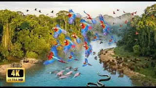 Relaxing Walk in the Amazon: Flowing River & Chirping Birds | ASMR Nature Sounds 4K