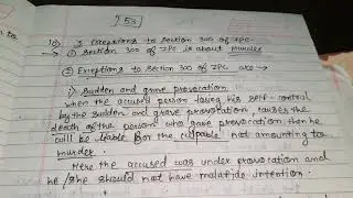 Exceptions to Sec. 300 of IPC  (Imp. Q) (Law of Crimes) (Part 73)