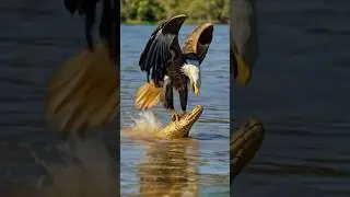 Eagle vs Crocodile #wildlife #youtubeshorts #animals #viralvideo #wildlifebattle #eagles #crocodile