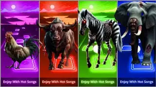 Zombie Roster 🐓 🆚 Zombie Zebra 🦓 🆚 Zombie Elephant 🐘 🆚 Zombie Camel 🐫 | white -Tiles Hop