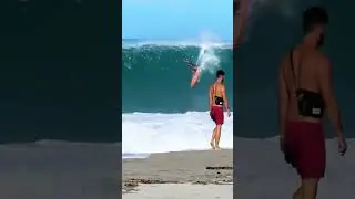 The happiness brought by huge waves. #travel #explore#surfing
