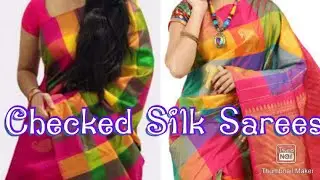 Checked Pattern Soft Silk Sarees - Multicolour Silk Sarees Online Sale