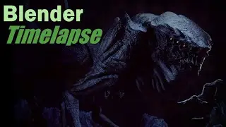Blender to Krita Time-lapse - Alien quadruped