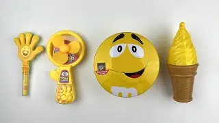 Yellow Candy Challenge 💛 | M&M&rsquo;s Tin + Ice Cream Cone Toys | ASMR Satisfying Video