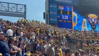 The West Virginia University Marching band plays their fight song 