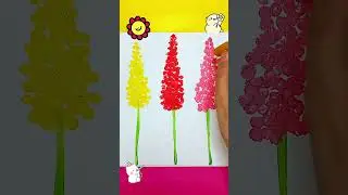Creative Flower Painting! Brush & Cotton Swab Painting Technique for Kids🎨🖌  #easydrawing