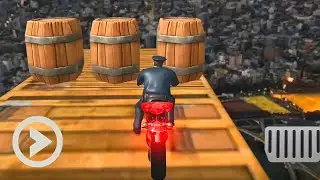 US Police Bike Mega Ramp Stunts ~ Red Ninja Motorcycle ~ Android Gameplay