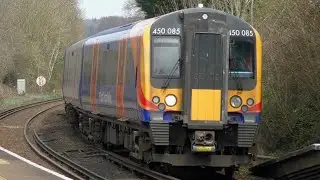 SWR 450085 Still In SWT Blue Passes Rowlands Castle ECS To Southampton Central - 5th April 2023