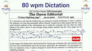 #399 :: Shorthand Dictation 80 wpm in English By MJK Stenographer