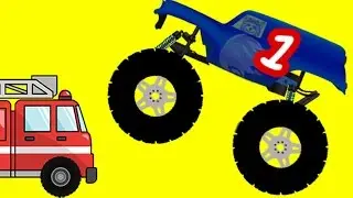 Monster Trucks Teach English Numbers to Toddlers with Cars - Kids Learn English or ESL