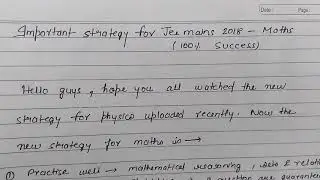 Updated strategy for jee mains 2018 : maths (100% Success guarantee )
