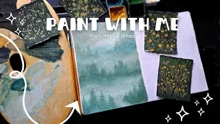 Misty pines with Himi gouache || Rainy landscape with Gouache || Beginner friendly relaxing art 