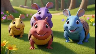Vijf Kleine Gordeldieren Rollen, Rollen, Rollen | Grappige Dierenvideo & Kinderliedjes