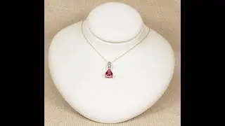 9ct Gold Pink Tourmaline & Diamond Pendant & Chain Necklace    #4938