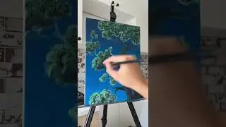 Acrylic painting tutorial on CanvasDrawing a Tree DOU Assistant#Painting Tutorial#Healing#