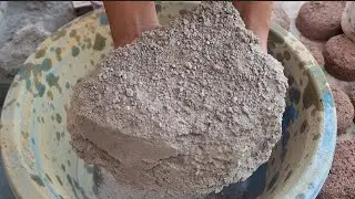 Crunchy grainy reuse pure cement chunks crumbling in Tab dry crumbling powdery dusty satisfying asmr