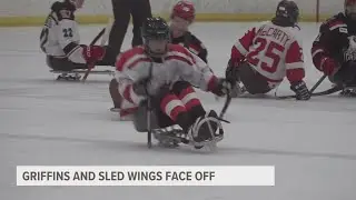 Griffins take on Sled Wings in sled hockey to make hockey accessible for all