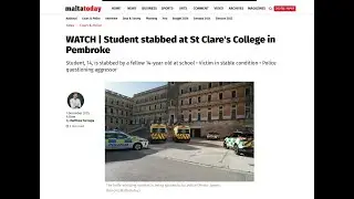 14 year old Libyan student stabbed with knife at St Clare's College, Pembroke.