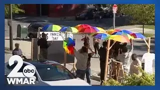 Students from the Baltimore Design School transform parking spot into parklet