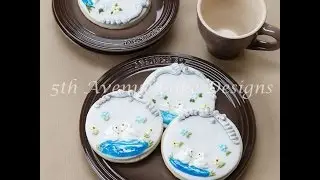 Royal Icing Piped Swans Chilling in a Pond