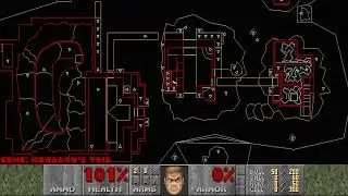 Doom SIGIL level E5M5, Abaddon's Void: Telefrag Cyberdemon(s) - Automap view