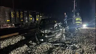 Truck collides with freight train in Cumberland, Maine