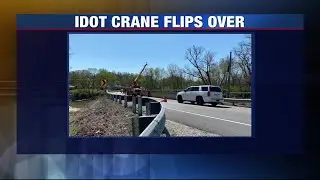 Highway 57 closed near Marblehead after IDOT crane flips over