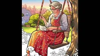 An elderly woman sitting on a porch swing in a garden. #women #swing #garden