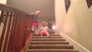 BABY SLIDES DOWN THE STAIRS!