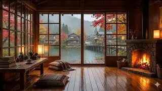 Cozy Winter Vibes with Rain on Window 🔥🌧️❄️ | Fireplace Ambience for Restful Sleep