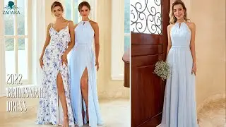 Zapaka Women Long Bridesmaid Dress Rust Brown Open Back Wedding Guest Dress with Slit