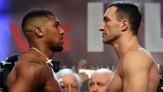 Anthony Joshua and Wladimir Klitschko weigh in at Wembley &ndash; video