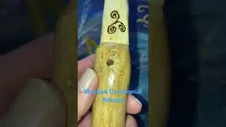 Hand carved oak handle with Holly wood blade #witchcraft #woodworking #woodcarved #witch #wizard