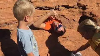 Climbing through holes at Pioneer Park in St George, Utah 10/3/25