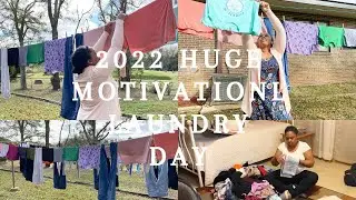 2022 Huge Laundry Day l No Dryer l Line Drying | Family Laundry Day l Money Saving Way to do Laundry