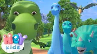 Voici les dinosaures! | Le dinosaure dessin anim&eacute; | HeyKids - Chansons des maternelles