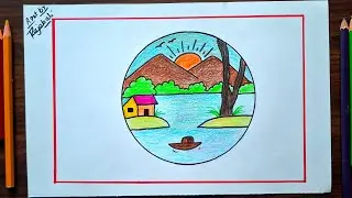 easy circle scenery drawing for kids||circle landscape||easy circle drawing 