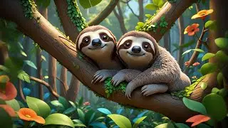 Three Sleepy Sloths Hug a Tree | Calm Animal Lullaby for Kids | Nursery Rhymes and Toddler Songs